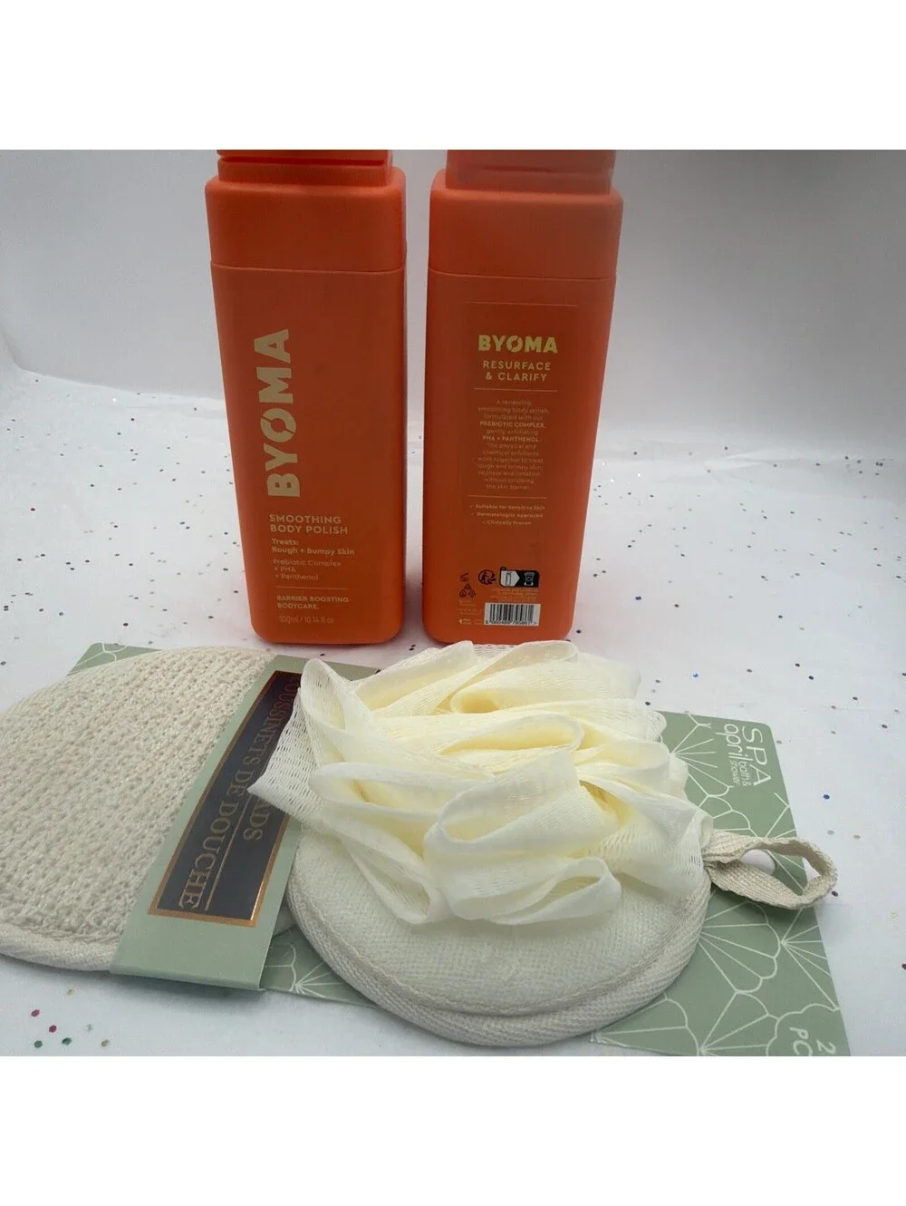 2 Pack BYOMA Smoothing Body Polish 10.14oz Exfoliating Scrub + Bonus Spa Pads